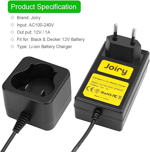 Joiry 10.8-12V Li-ion-Caricabatterie, per Black & Decker BL1110 BL1310 BL1510 LB12 LBX12 LBXR12Batteria (NON per Ni-MH/Ni-Cd Batteria) - Honorern