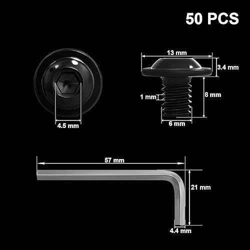 M6 Viti a Brugola Vite a Testa Bombata con Esagono Incassato Viti a Macchina 304 Acciaio Inox Filettatura Metrica, Nero (6mm x 16mm; 40 Pezzi) - Honorern
