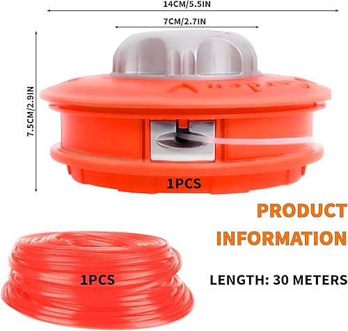 Alluminio Testa Decespugliatore, con Filettatura Sinistra M10, Testa Filettata Easy Load & Go è Adatta per Tosaerba Nylon 2,4 mm 30 m (Colore Della Corda Casuale), Testina Falciante - Honorern