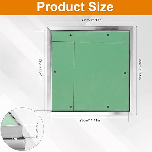 Sportello di ispezione per cartongesso, 300 x 300 mm, telaio in alluminio, per la manutenzione di pareti, soffitti e ambienti umidi - Honorern