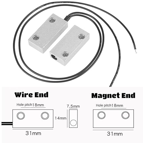 Interruttore Magnetico, Contatto Porta di Rotolamento Magnetico Reed Interruttore di Allarme Una Coppia Normalmente Chiuso Magnetico Porta Finestra di Sicurezza Allarme Metallo Alloggiamento - Honorern