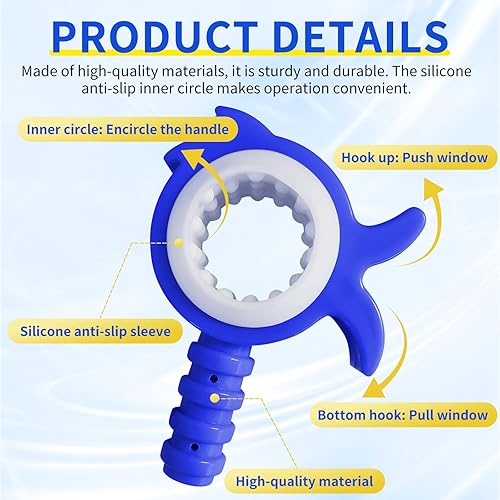 Tubo di prolunga con gancio per finestre da tetto, 110 cm, in acciaio inox, compatibile con finestre Velux ecc, per il funzionamento di finestre e tapparelle difficili da raggiungere - Honorern