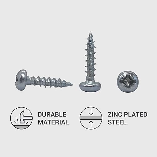 Confezione da 100 viti per legno DIN 7981, in acciaio zincato, 3,5 x 16 mm, viti per truciolato con testa a pentola, viti universali a vite Pozi-Drive, completamente filettate (100, 3,5 x 16 mm) - Honorern