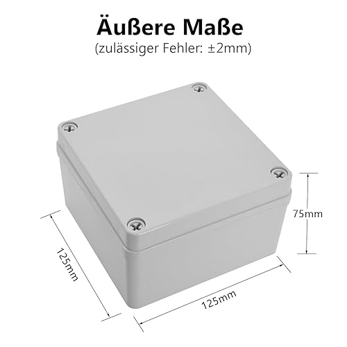LeMotech Scatola di derivazione impermeabile IP67, scatola elettrica in plastica ABS, alloggiamento antipolvere per elettronica, scatola di collegamento per progetti fai da te, grigio, 200 x 200 x 95 - Honorern