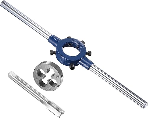 Set Manico Maschio Filiere, Filiere Unef 3/8-32 Adatte OD 20mm 30mm / Filiere M9-M11, Kit Attrezzi Filettatura Acciaio Alta Velocità-(Applicazioni: Riparazione Filettature) - Honorern