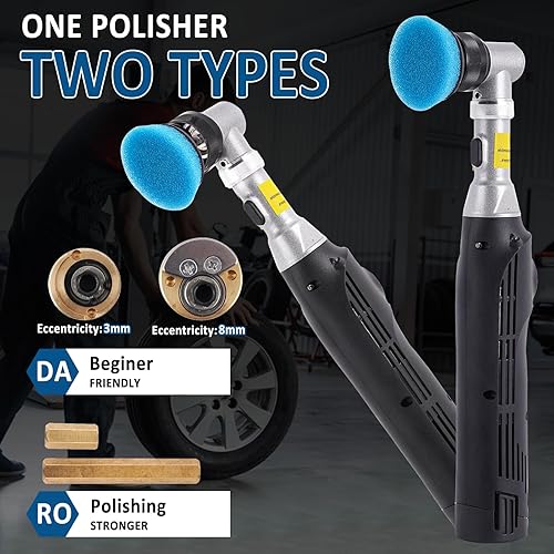 BAOSHISHAN Mini lucidatrice e tamponi per auto a batteria 1,2'' RO/DA Micro Polisher Kit, 6 velocità variabili, con illuminazione a LED per la lucidatura dell'auto e la cura del dettaglio - Honorern