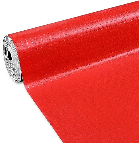 Tappeto Gomma Pvc Rosso Passatoia Rivestimento Copri Pavimento Pedana Bolle Antiscivolo 100x750 Cm - Honorern