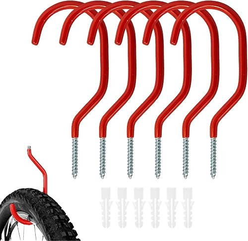 6 Pezzi Ganci Portabici da Muro,Ganci Portabici per Stoccaggio a Soffitto,Supporti Gommati per Bici,Supporti Biciclette da Parete,Riporre Scale,Attrezzature Sportive - Honorern
