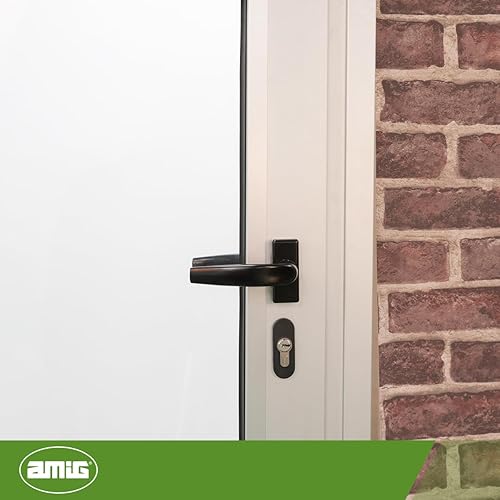 Amig - Set di Maniglie a Rosetta - Modello Delta - Realizzato in Alluminio - Misura: 121 x 72 mm - Quadratino di 8 mm - Nero - Honorern