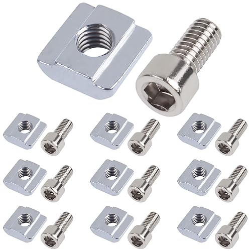Set di 10 pietre scanalate M6, serie 2020 M5, scanalatura a T tipo B, acciaio al carbonio T e vite a esagono incassato, set di connettori per fessure di estrusione del profilo in alluminio - Honorern