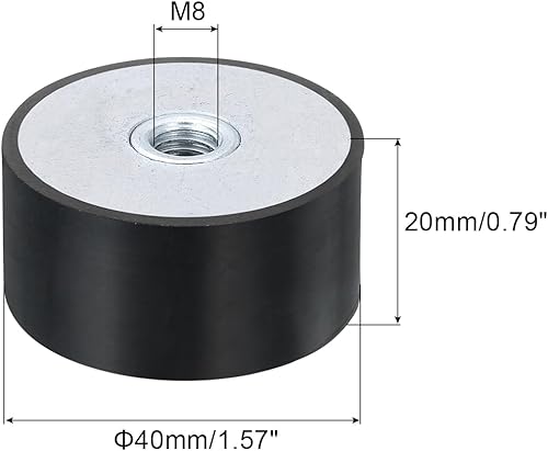 sourcing map 4 supporti in gomma femmina con filettatura M6 da 25 x 25 mm, isolatori di vibrazione, sostituiscono cuscinetti antivibrazioni, blocco base piatto silenzioso - Honorern
