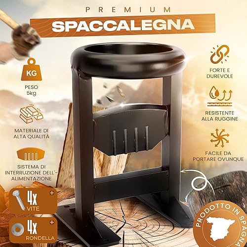Spaccalegna Manuale | Realizzato in Acciaio ad Alta Resistenza | Spacca Legna | Include Viti e Rondelle - Honorern