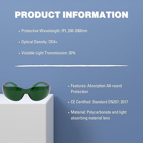 MCWlaser Occhiali professionali per terapia della luce rossa e blu a LED 200nm-2000nm IPL Laser Occhiali protettivi per depilazione, UV400 Occhiali abbronzanti Cosmetologia Operatori Protezione degli - Honorern