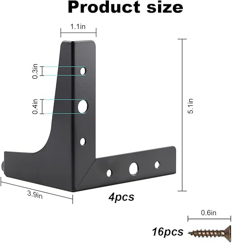 4 piedini per mobili da 10 cm, colore nero, in metallo, con viti, perfetti per divano, tavolini, armadi, TV, comodini, cassetti, per progetti fai da te (4 pezzi, 10 cm) - Honorern