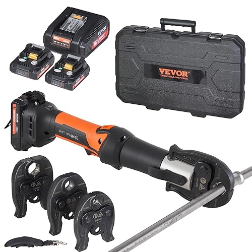 VEVOR Kit di Utensili per Pressatura e Batteria, Utensile Elettrico per Crimpatura di Tubi con Ganasce V15, V22, V28, Pressatura con 2 Batterie 20 V 2,0 Ah, Caricabatterie Rapido e Custodia Trasporto - Honorern
