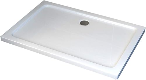 Piatto doccia BERNSTEIN 100x90 cm, altezza di costruzione piatta, acrilico sanitario, piatto doccia rettangolare con pendenza, piatto doccia completo in acrilico incl. coperchio di scarico - Honorern