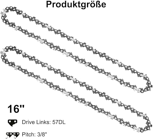 Joycabin 2 catene per motosega, 3/8', 1,3 mm, 57 TG, 40 cm, catena di ricambio per varie motosega, accessori per motosega, catene di ricambio per albero da giardino, agricoltura, taglio alberi - Honorern