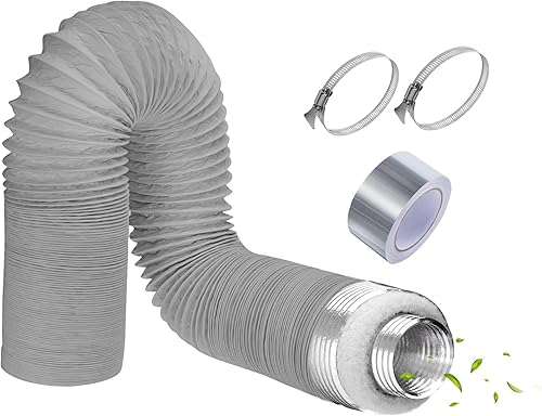 150mm x 1.5m Tubo Flessibile Isolato per Condotte di Ventilazione Tubo Flessibile in Alluminio Termicamente Isolato Termico e Acustico con 2 Fascette Stringitubo in Acciaio e nastro adesivo - Honorern