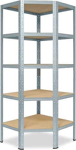 shelfplaza® 200x60x30cm HOME scaffale angolare metallo carichi pesanti zincato 5 ripiani/Scaffale metallo 175kg capacità carico/Mensola scaffale angolare/Scaffali in metallo per garage - Honorern