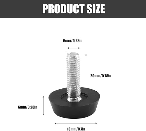 12 Pezzi Piedino di Livellamento per Mobili Sedie a Vite M6 Piedini per Mobili Ridurre il Rumore Piedini Livellamento per Livellare i Mobili Piedino Regolabile Mobili Tavoli, Sedia 18*M6*20MM - Honorern