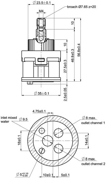 Paini Cartuccia deviatrice per incassi doccia con deviatore - Codice: 53CC9561DEV35SC, Marrone - Honorern