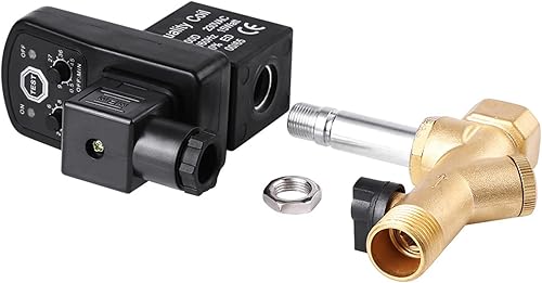 Walfront G1/2 DN15 Valvola di Scarico Automatica in Ottone Valvola di Scarico Elettronica a Tempo per la Gestione Condensa Compressore Aria (AC230V) - Honorern