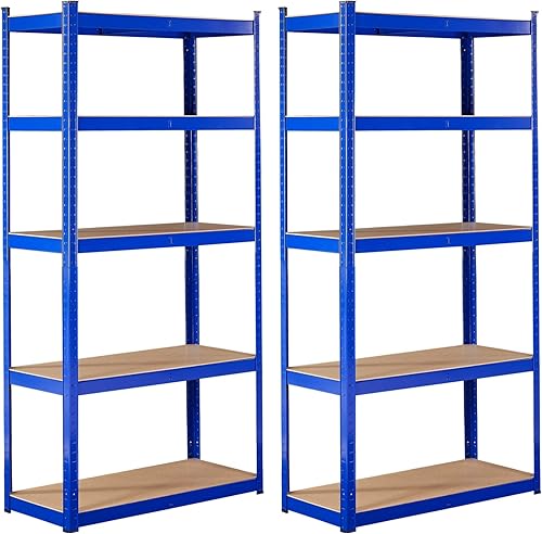 AREBOS Set di 2 scaffali per carichi pesanti, 180 x 90 x 40 cm, portata 875 kg, 5 pannelli in MDF, facile da montare grazie al sistema a incastro, scaffalature per cantine, scaffalature da officina, - Honorern