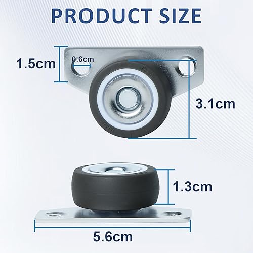 4 Pezzi Rotelle per Spostare Mobili, Ruote per Mobili Universali Mini Ruote Fisse per Mobili Viti Incluse per Mobili Utensili da Cucina ed Elettrodomestici Piccoli Mobili - Honorern