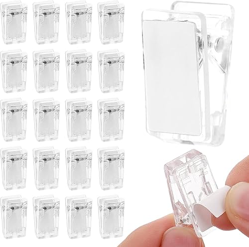 20 Pezzi Clip Adesive a Molla Trasparenti per Parete – Clip Decorativi per Foto,Poster,Arazzi,Tende da Doccia,Abbigliamento e Decorazioni Casa e Ufficio - Honorern