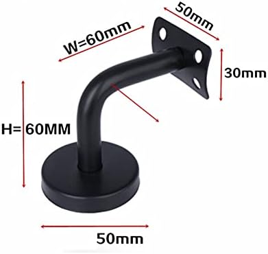 5 supporti per corrimano in acciaio inox, colore nero, con rosetta di copertura, supporto da parete, supporto da 60 x 60 mm - Honorern