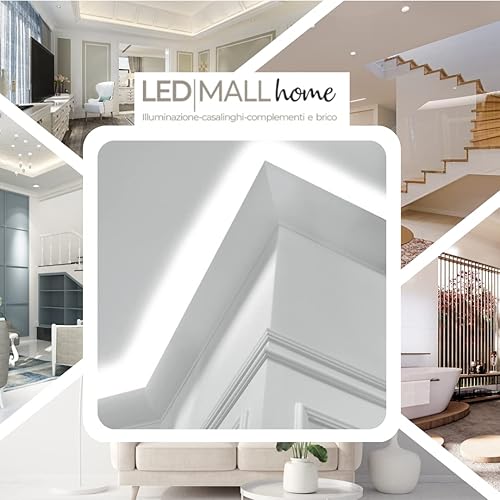LED Mall Home Profilo Duropolimero per Strisce Strip LED da Soffitto | Pannello Verniciabile per Illuminazione Soffusa Greche Decorative (2 Pezzi - 100x6x3,7 cm) - Honorern