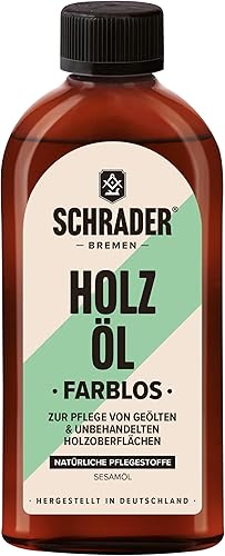 Schrader Olio per legno – Olio per mobili incolore – Olio per la cura di mobili in legno e superfici in legno – 250 ml – Made in Gemany - Honorern
