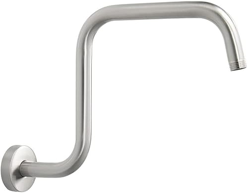 Braccio estensibile per doccia a forma di S, con flangia, in acciaio inox, lungo collo d'oca, 33 cm (oro) - Honorern