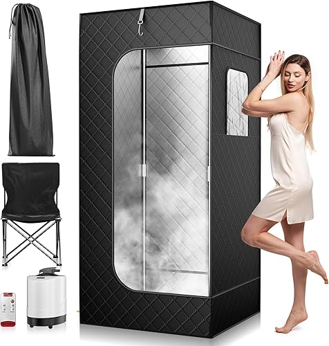 Sauna da Casa, 9 Impostazioni di Temperatura e Sauna Portatile per Tutto il Corpo, Dotata di Motore a Vapore da 2.6 Litri e 1000W, Sauna a Vapore per Disintossicazione, Relax (180x85x85cm) - Honorern