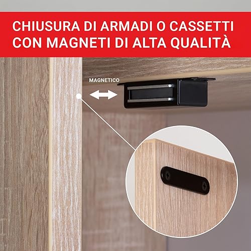 Chiusura Magnetico - forza di tenuta 4kg - set di 4 in nero - magnete per porte - magneti per mobili - fermo magnetico per porte in acciaio inox - supporto magnetico per porta dell'armadio - Honorern