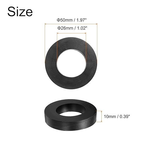 12pz Spaziatori Gomma 50mm OD, 26mm ID, 10mm Altezza Distanziatore Rotondo Antivibrazioni Boccola Anelli Tenuta Rondelle Spessa per Accessori Auto Domestici - Honorern