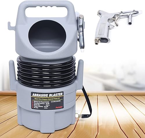 Impianto di sabbiatura mobile, sabbiatrice per sabbiatura, tubo ad aria compressa, pistola per sabbiatura pneumatica, set professionale e mobile, con sabbiatrice - Honorern