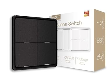 MOES 4 Gang 12 scene ZigBee Interruttore a pulsante, interruttore di scena per automazione intelligente per dispositivi intelligenti Tuya, richiede Tuya ZigBee HUB, batteria gratuita, Nero - Honorern