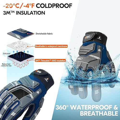 Guanti da Lavoro Uomo Antivibrante, Guanti Meccanico con Touchscreen per Camionista Edilizia Magazzino Lavoro Pesante （1 paio,XL） - Honorern