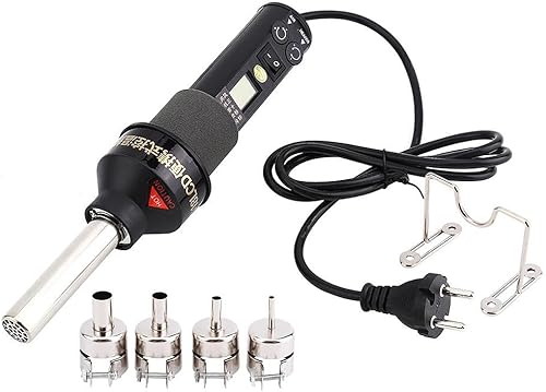 Pistola Ad Aria Calda Portatile 450W, Temperatura + Flusso D'Aria Display Digitale Regolabile Saldatura Dissaldante Soffiatore D'Aria Calda, per Saldatura Ic Smd Bga Termica, Guaina Termoretraibile - Honorern