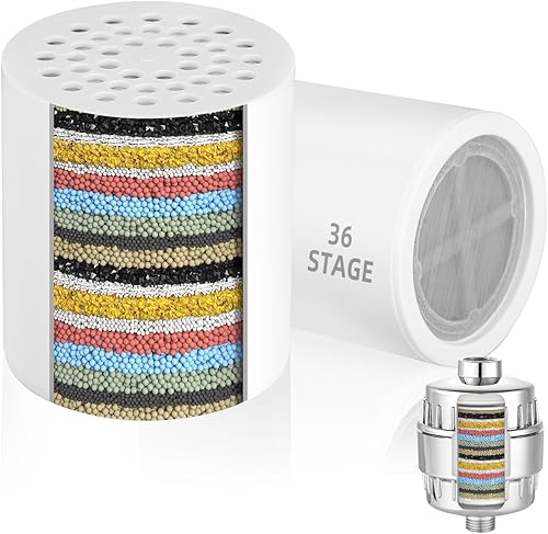 2 Pack Filtro Doccia di Ricambio Cartuccia 36 Fasi,Universale Filtro Anticalcare Doccia Cartuccia per Doccia Alto Rendimento,Rimuove i Metalli Pesanti Calcare Altri Depositi,Una Pelle Migliore - Honorern