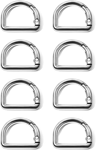 Moschettoni a innesco, 8 pezzi Cinghie per portafogli con fibbia a molla con anello a D clip per chiave a molla realizzate in lega metallica (Argento) - Honorern