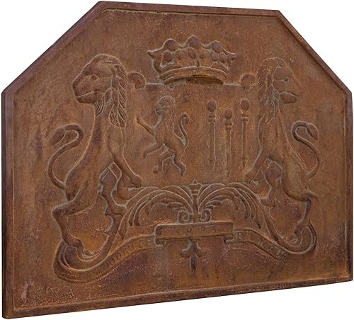Frontone con Stemma 88x3x64 cm | Piastra per Camino Funzionale e Decorativa | Frontone Camino in ghisa - Honorern