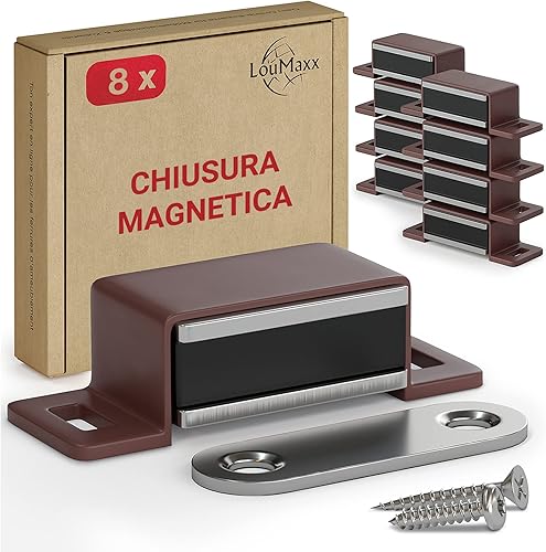 magnetico forte - forza di tenuta 4kg - set di 8 in marrone - magnete per porta - magnete per porta - magnete per armadio - chiudiporta magnetico - porta magnetica per armadio - Honorern