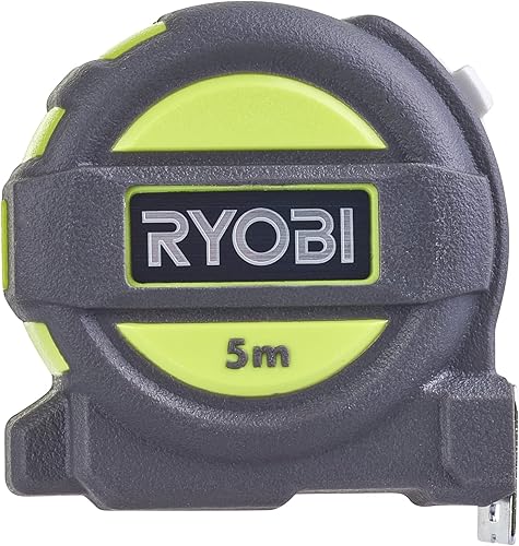 Ryobi RTM5M Metro a Nastro 5 Metri, Autobloccante, Anti-Flessione, Guscio Gommato Anti-Urto - Honorern