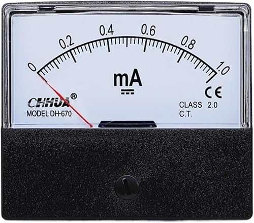Misuratore di pannello milliamperometro analogico DH-670 DC1mA2m3AmA5mA10mA20mA30mA50mA100mA200mA300mA500mA1000mA (Color : DC, Size : 1MA_60X70MM) - Honorern