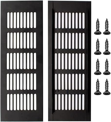 2 pezzi da 300 x 80 mm Square Ventilation Grille Black Air Vent Grille Alluminio Ventilation Grille For Cabinet, Wardrobe, Shoe Cabinet, Sink Ventilation - Honorern