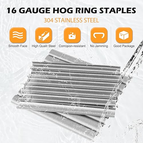 Kimsing SC760 16 Gauge 5/8 '' Crown in acciaio inox C Ring C, anelli di maiale, graffette per recinzioni di filo, elementi di fissaggio per pistola ad anello C - Honorern