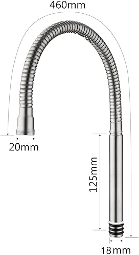 HomeLava tubo flessibile di scarico in acciaio inox spazzolato 304 girevole a 360° per il montaggio a parete e per la sostituzione di rubinetti da cucina - Honorern