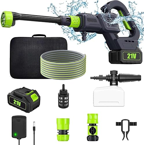 Pulitore ad alta pressione senza fili, 200 bar, pulitore ad alta pressione a batteria, portatile pistola ad alta pressione senza fili, ugello 6 in 1 per la pulizia di biciclette, finestre, pavimenti - Honorern